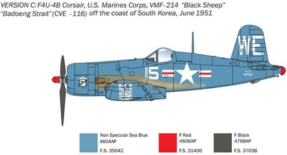 Italeri -1453 F4U-4 Corsair-Korean War, 1:72 Scale, Model Kit, Plastic Model, Blue, 1453