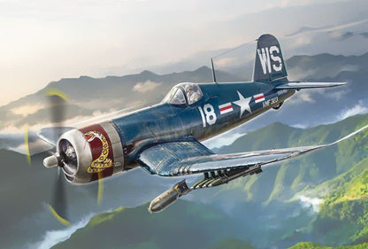 Italeri -1453 F4U-4 Corsair-Korean War, 1:72 Scale, Model Kit, Plastic Model, Blue, 1453