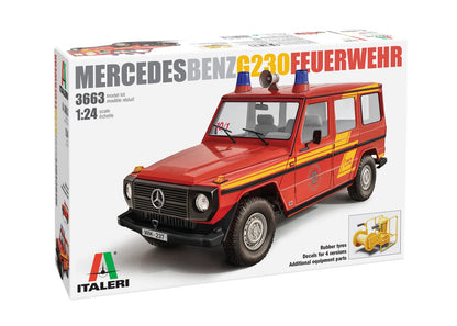 Italeri 3663 1:24 Mercedes-Benz G230 Fire Brigade, Standing Model Building, Crafts, Hobby, Gluing, Plastic Kit, Detailed, Multicoloured