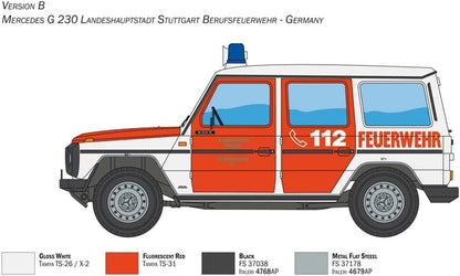 Italeri 3663 1:24 Mercedes-Benz G230 Fire Brigade, Standing Model Building, Crafts, Hobby, Gluing, Plastic Kit, Detailed, Multicoloured