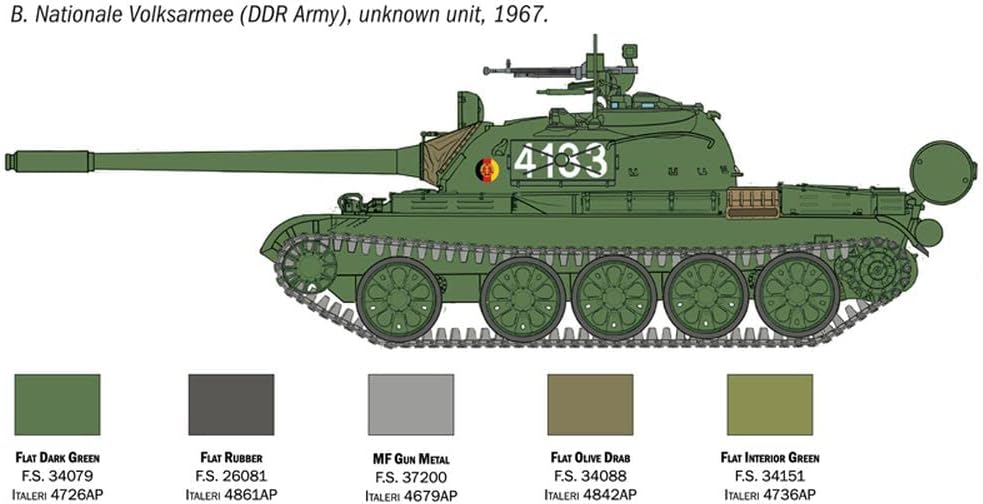 Italeri 7081S 1:72 T-55 Building, Stand Model Making, Crafts, Hobby, Gluing, Plastic Kit, Camouflage