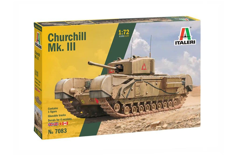 Italeri- Italia 7083S 1:72 Brit. Churchill MK. III-modelismo, Modelo de Suelo, Tinkering, Hobby, Pegado, Kit de plástico, Multicolor, Mittel (IT7083