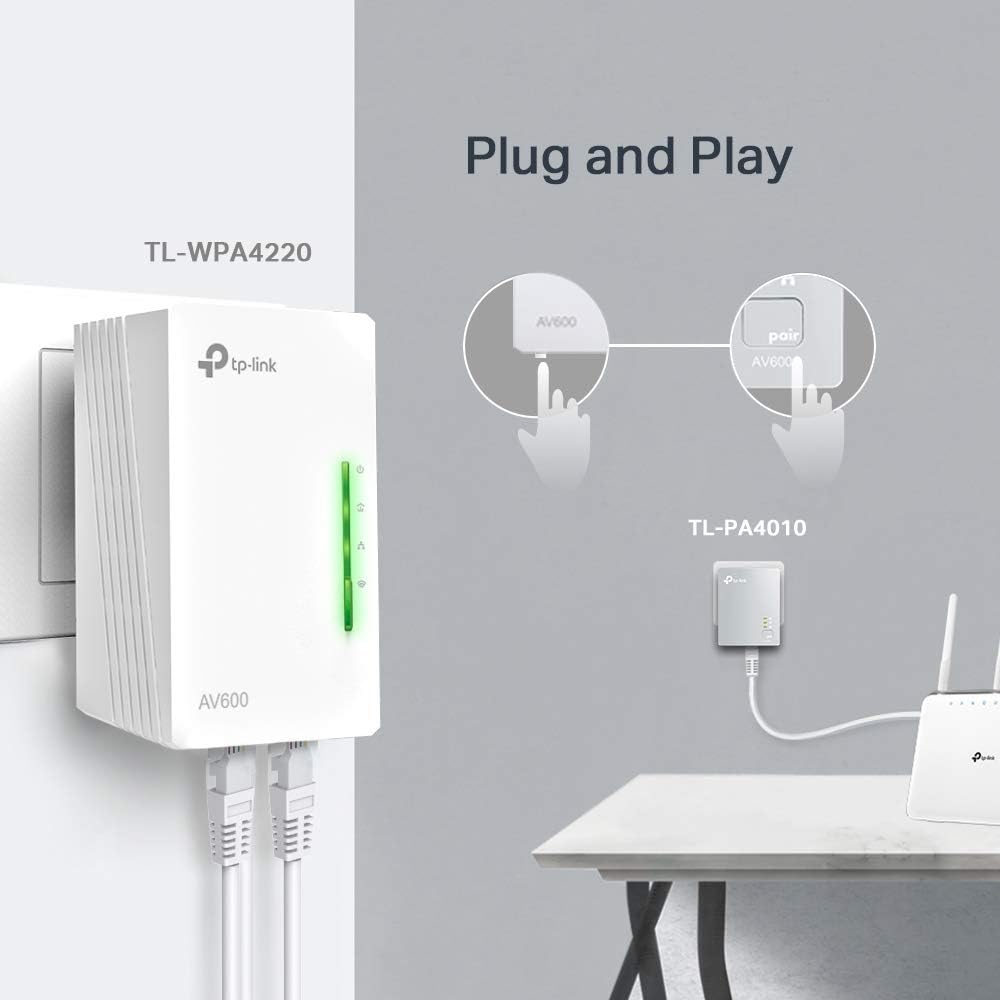 TP-Link TL-WPA4220KIT 2-Port Powerline Adapter WiFi Starter Kit, Range Extender, Broadband/WiFi Extender, WiFi Booster/Hotspot