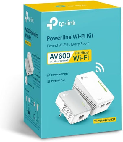 TP-Link TL-WPA4220KIT 2-Port Powerline Adapter WiFi Starter Kit, Range Extender, Broadband/WiFi Extender, WiFi Booster/Hotspot