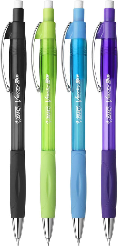 BIC Velocity Pro Refillable Mechanical Pencils - Black - Box of 12 (3 HB) Lead Pencils 0.7 mm with Eraser