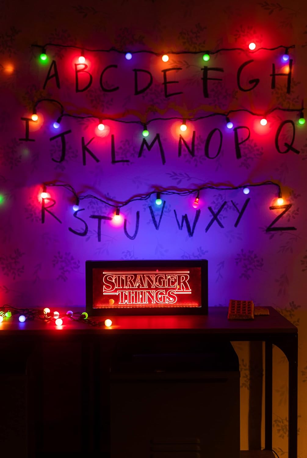 Grupo Erik Stranger Things Lamp | 4 Lighting Modes | Multi Coloured Lights | Flashing Lights | Stranger Things Merchandise | Neon Light | Led Lamp | Light Box | Usb Lamp | Night Light For Kids
