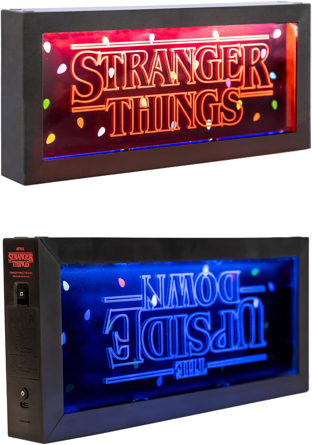 Grupo Erik Stranger Things Lamp | 4 Lighting Modes | Multi Coloured Lights | Flashing Lights | Stranger Things Merchandise | Neon Light | Led Lamp | Light Box | Usb Lamp | Night Light For Kids