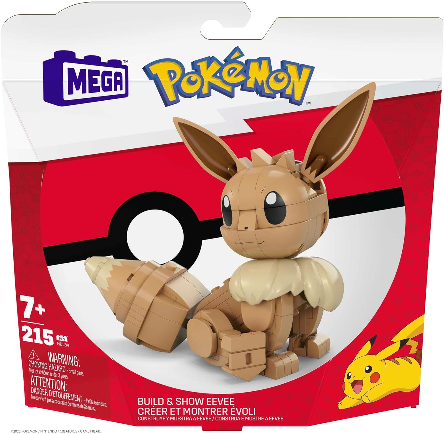 Mega Construx Pokémon Construye y Muestra Eeve Figura de +200 Bloques de construcción de Juguete para niños +6 años (Mattel HDL84