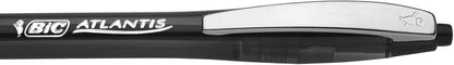 BIC Atlantis Classic Retractable Ball Pens - Box of 12- Black Colour- Medium Point (1.0 mm) - Soft Rubber Grip