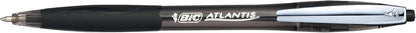 BIC Atlantis Classic Retractable Ball Pens - Box of 12- Black Colour- Medium Point (1.0 mm) - Soft Rubber Grip