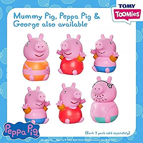 TOOMIES E73159 Tomy Peppa, Daddy Pig, Peppa & George Squirters, Baby, Kids Toys for Water Play, Fun Bath Accessories for Babies & Toddlers, Suitable for 18 Months, 2, 3 & 4 Year Olds,Pink, Small
