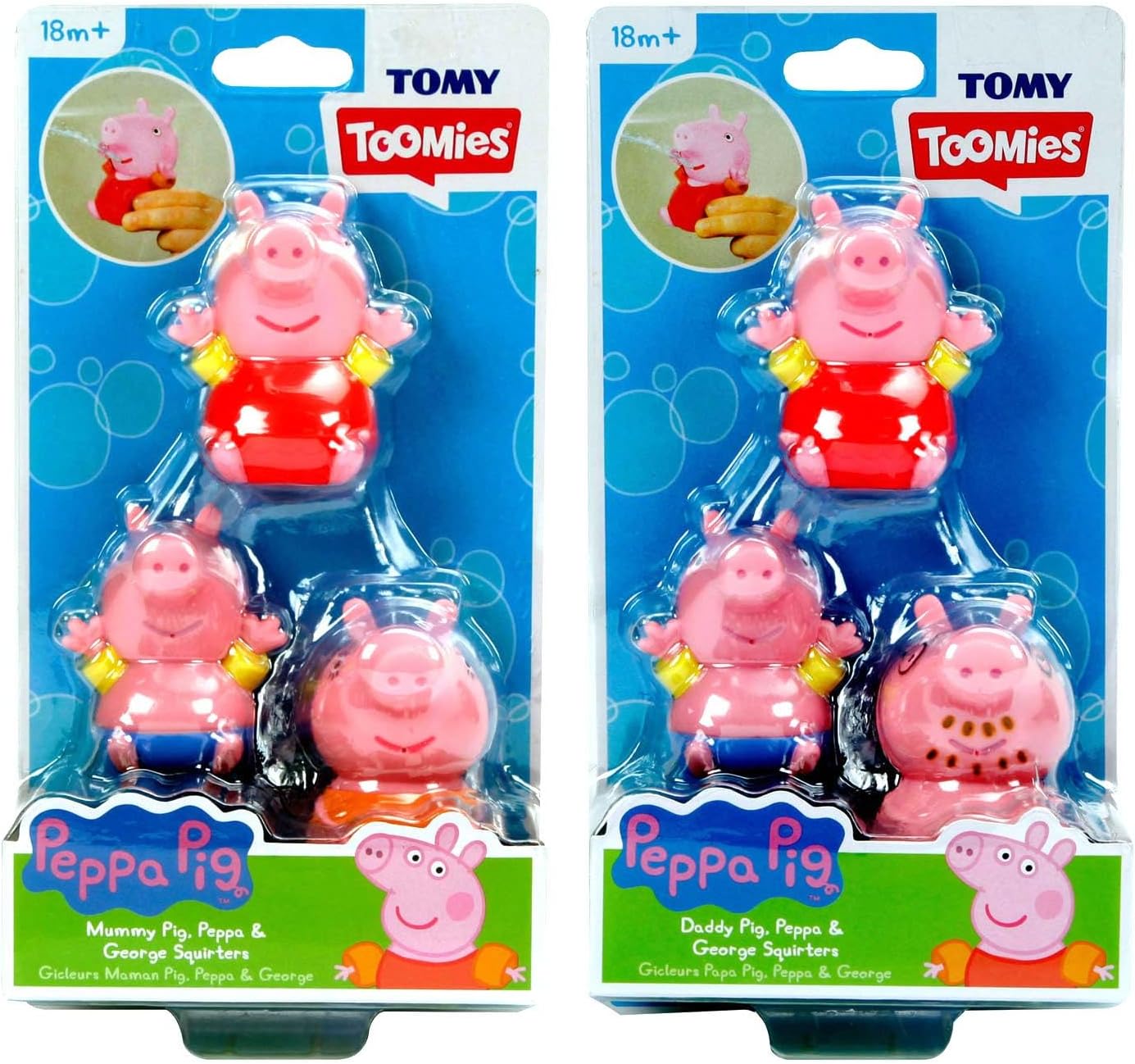 TOOMIES E73159 Tomy Peppa, Daddy Pig, Peppa & George Squirters, Baby, Kids Toys for Water Play, Fun Bath Accessories for Babies & Toddlers, Suitable for 18 Months, 2, 3 & 4 Year Olds,Pink, Small