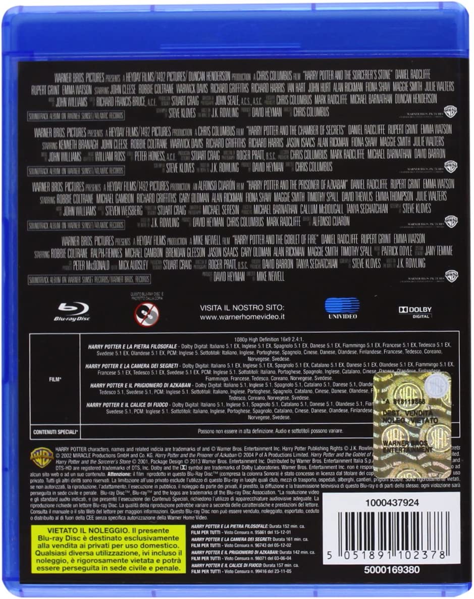 harry potter - 4 grandi film #01 (4 blu-ray) box set blu_ray Italian Import