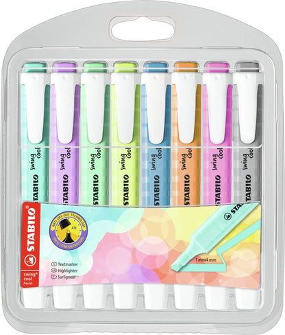 Highlighter - STABILO swing cool Pastel - Pack of 8 - Assorted Colours