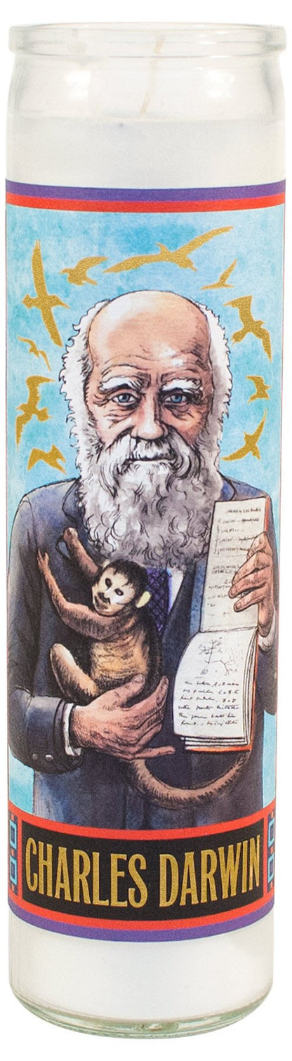 Charles Darwin Secular Saint Candle - 8.5 Inch Glass Prayer Votive - [Dutch Import]