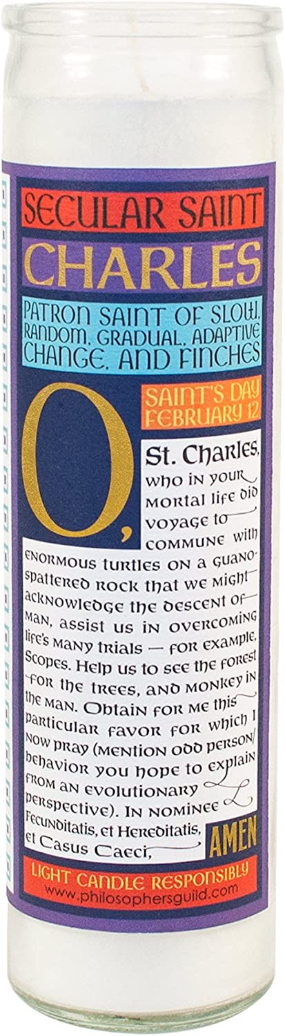 Charles Darwin Secular Saint Candle - 8.5 Inch Glass Prayer Votive - [Dutch Import]