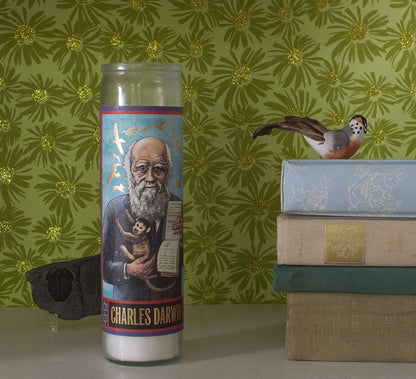 Charles Darwin Secular Saint Candle - 8.5 Inch Glass Prayer Votive - [Dutch Import]