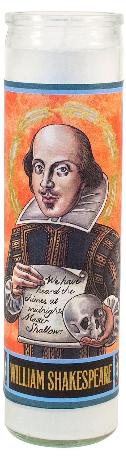 William Shakespeare Secular Saint Candle - 8.5 Inch Glass Prayer Votive - [Dutch Import]