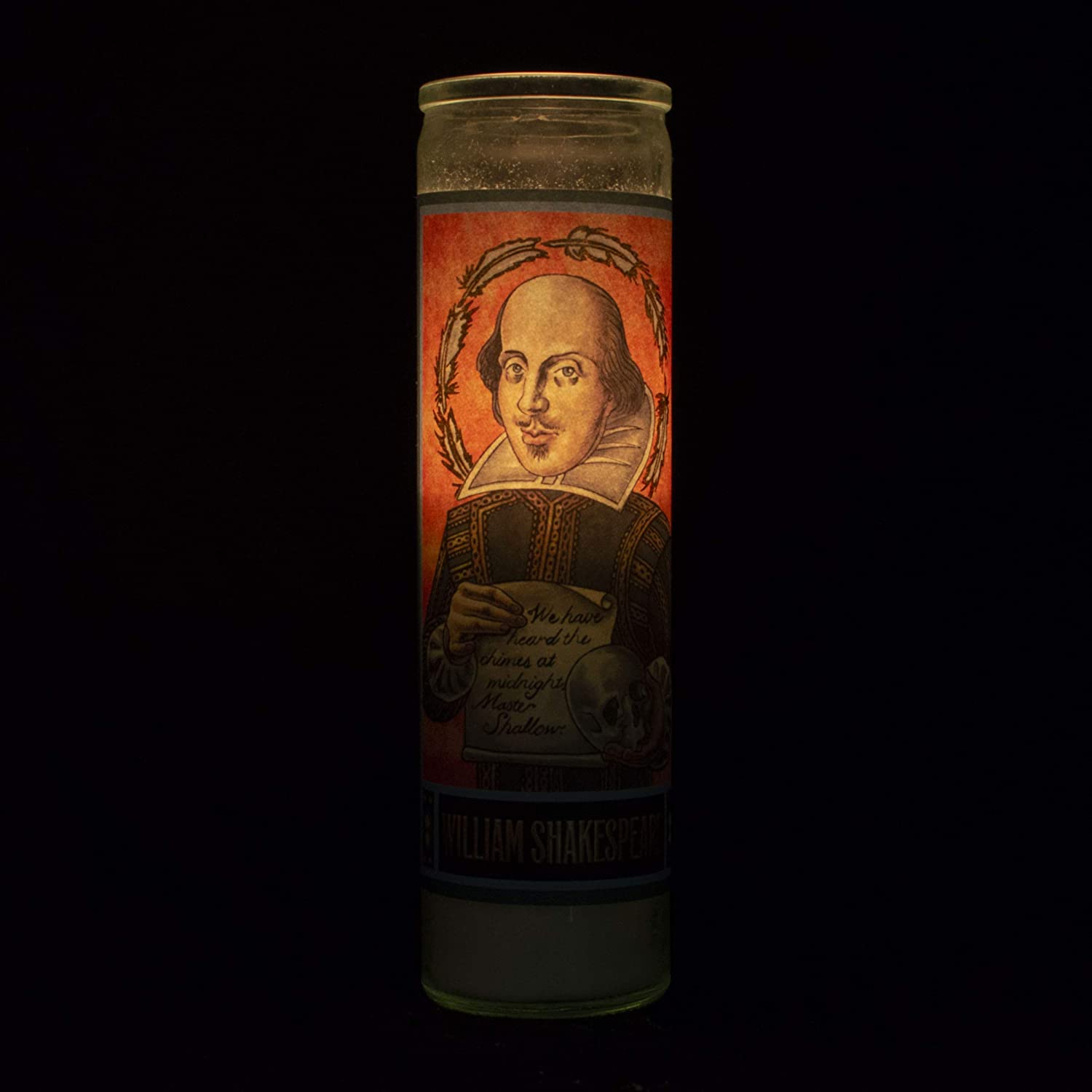 William Shakespeare Secular Saint Candle - 8.5 Inch Glass Prayer Votive - [Dutch Import]