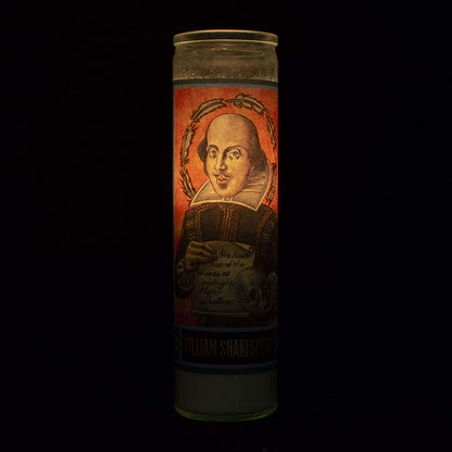 William Shakespeare Secular Saint Candle - 8.5 Inch Glass Prayer Votive - [Dutch Import]