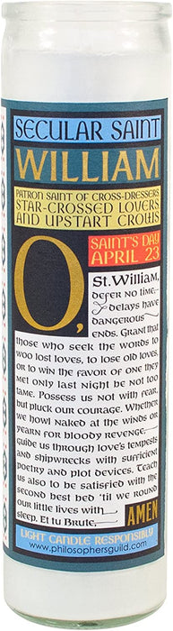 William Shakespeare Secular Saint Candle - 8.5 Inch Glass Prayer Votive - [Dutch Import]