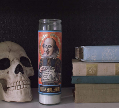 William Shakespeare Secular Saint Candle - 8.5 Inch Glass Prayer Votive - [Dutch Import]