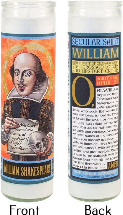 William Shakespeare Secular Saint Candle - 8.5 Inch Glass Prayer Votive - [Dutch Import]