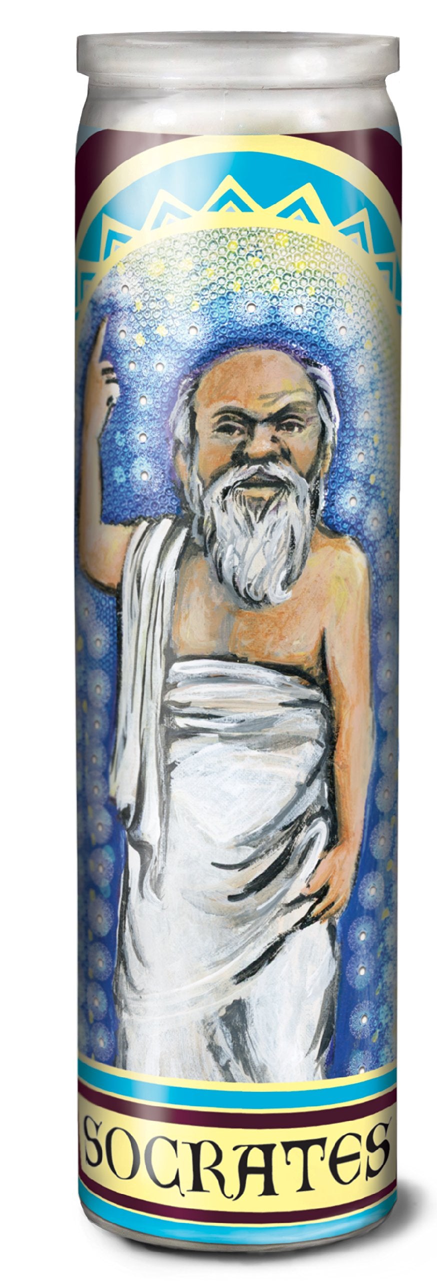 Socrates Secular Saint Candle - 8.5 Inch Glass Prayer Votive - [Dutch Import]