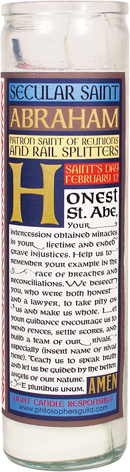 Abraham Lincoln Secular Saint Candle - 8.5 Inch Glass Prayer Votive - [Dutch Import]