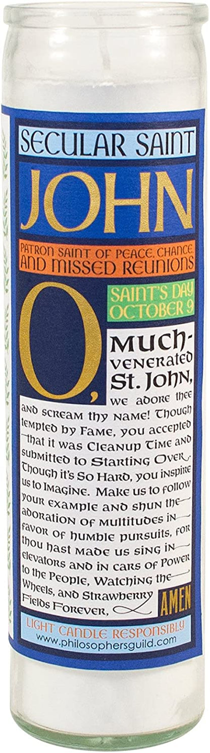 John Lennon Secular Saint Candle - 8.5 Inch Glass Prayer Votive - [Dutch Import]