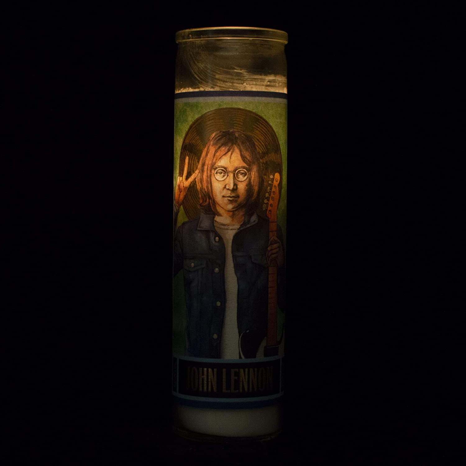 John Lennon Secular Saint Candle - 8.5 Inch Glass Prayer Votive - [Dutch Import]