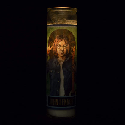 John Lennon Secular Saint Candle - 8.5 Inch Glass Prayer Votive - [Dutch Import]