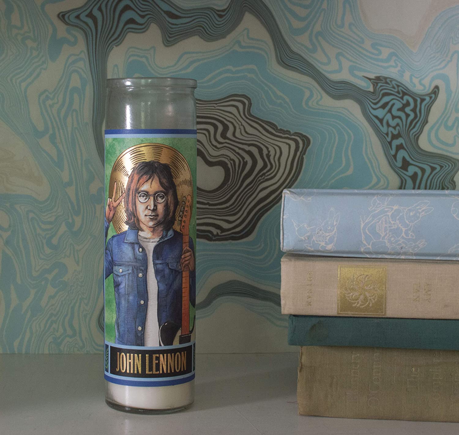 John Lennon Secular Saint Candle - 8.5 Inch Glass Prayer Votive - [Dutch Import]