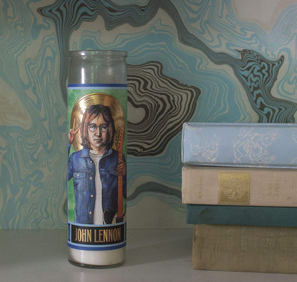 John Lennon Secular Saint Candle - 8.5 Inch Glass Prayer Votive - [Dutch Import]