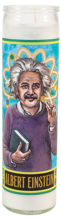 Albert Einstein Secular Saint Candle - 8.5 Inch Glass Prayer Votive - [Dutch Import]