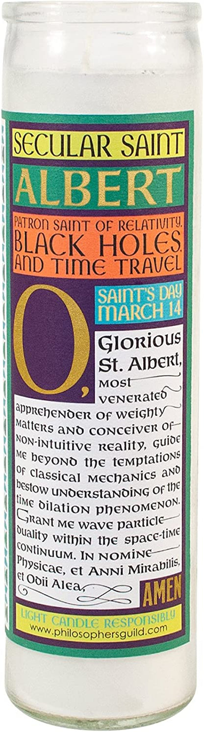 Albert Einstein Secular Saint Candle - 8.5 Inch Glass Prayer Votive - [Dutch Import]