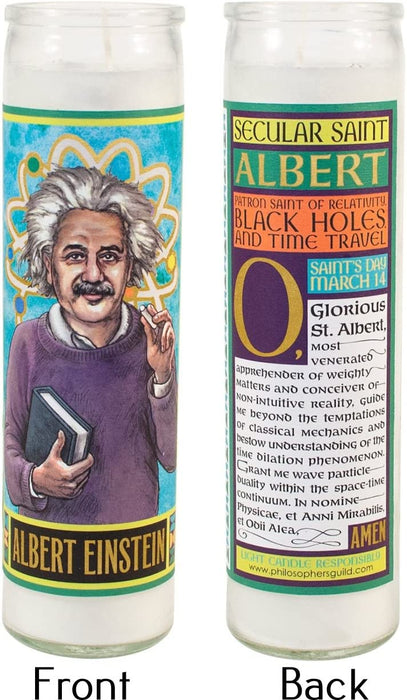 Albert Einstein Secular Saint Candle - 8.5 Inch Glass Prayer Votive - [Dutch Import]