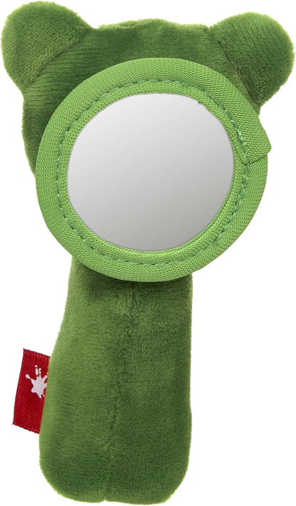 SIGIKID 42603 Grasping Toy Frog with Mirror Red Stars Girls and Boys Baby Toy Recommended from 3 Months Green