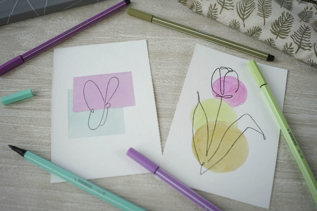 Premium Fibre-Tip Pen - STABILO Pen 68 - Pack of 10 - Assorted Colours