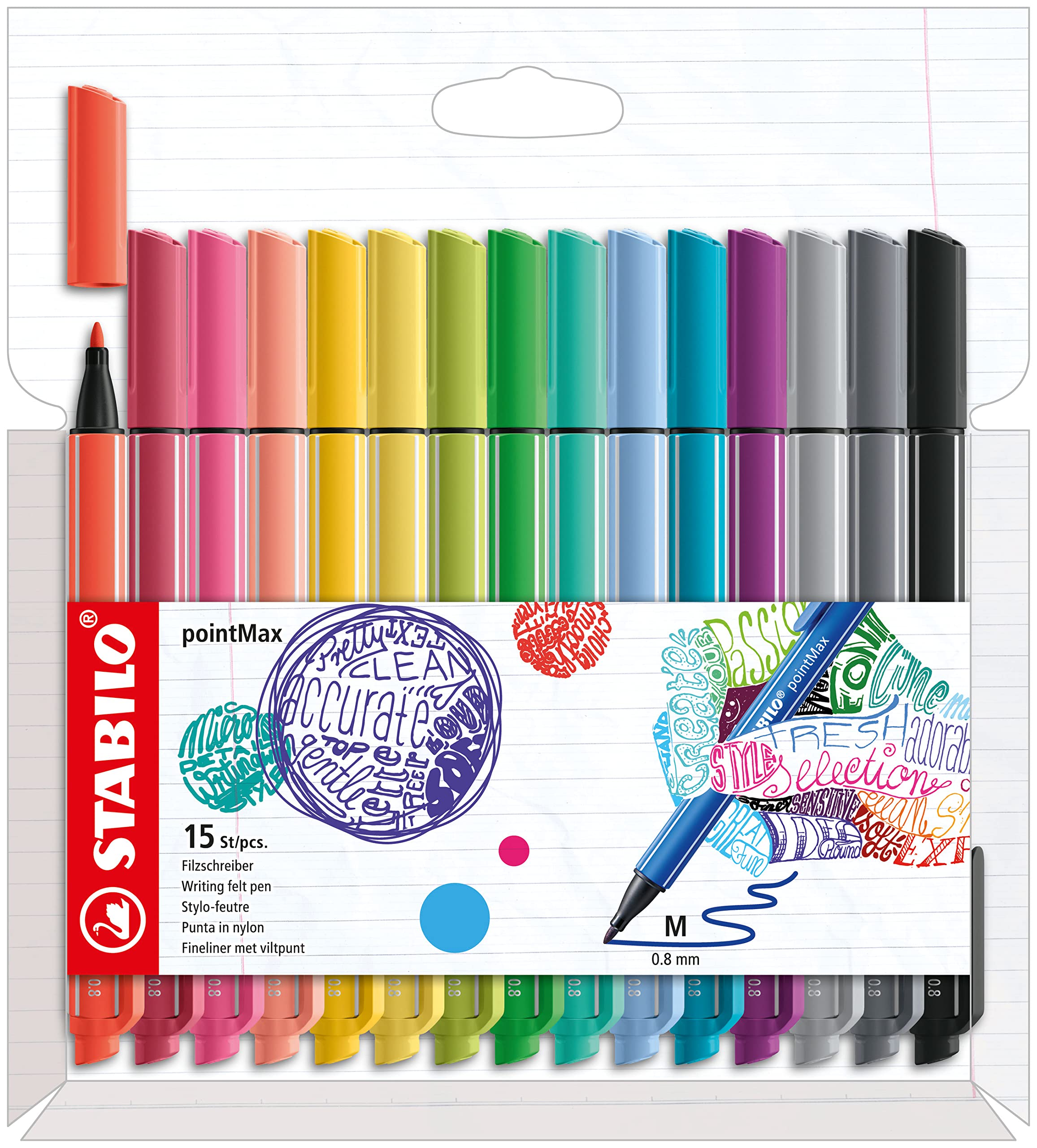 Nylon Tip Writing Pen - STABILO pointMax - Wallet of 15