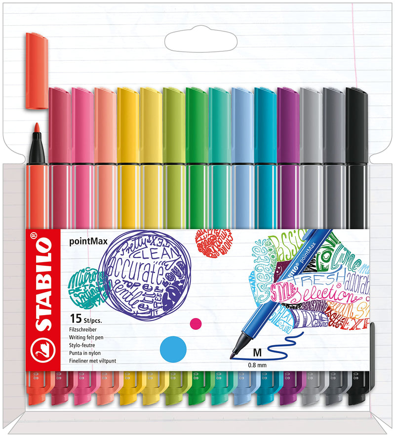 Nylon Tip Writing Pen - STABILO pointMax - Wallet of 15