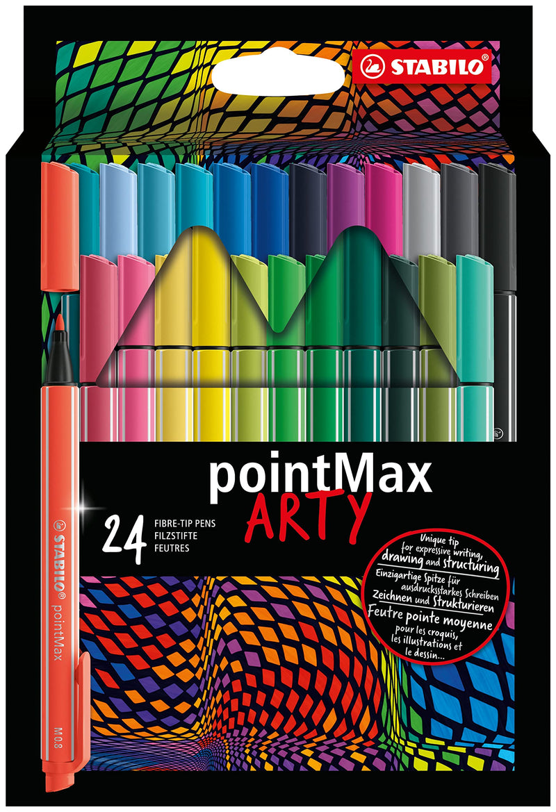 STABILO Fineliner pointMax - ARTY - Pack of 24 - Assorted Colours