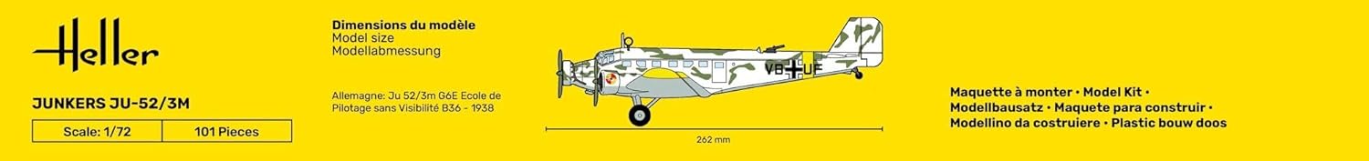 Heller HEL56380 1:72 Gift Set-Ju-52/3m Scale Model kit, Unpainted