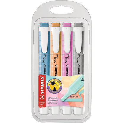 Highlighter - STABILO swing cool Pastel - Pack of 4
