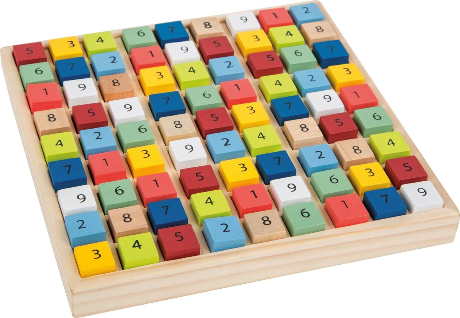 small foot 11164 Colourful Sudoku "Educate" made of wood, with 81 number cubes in bright colours for puzzling, from 6 years on