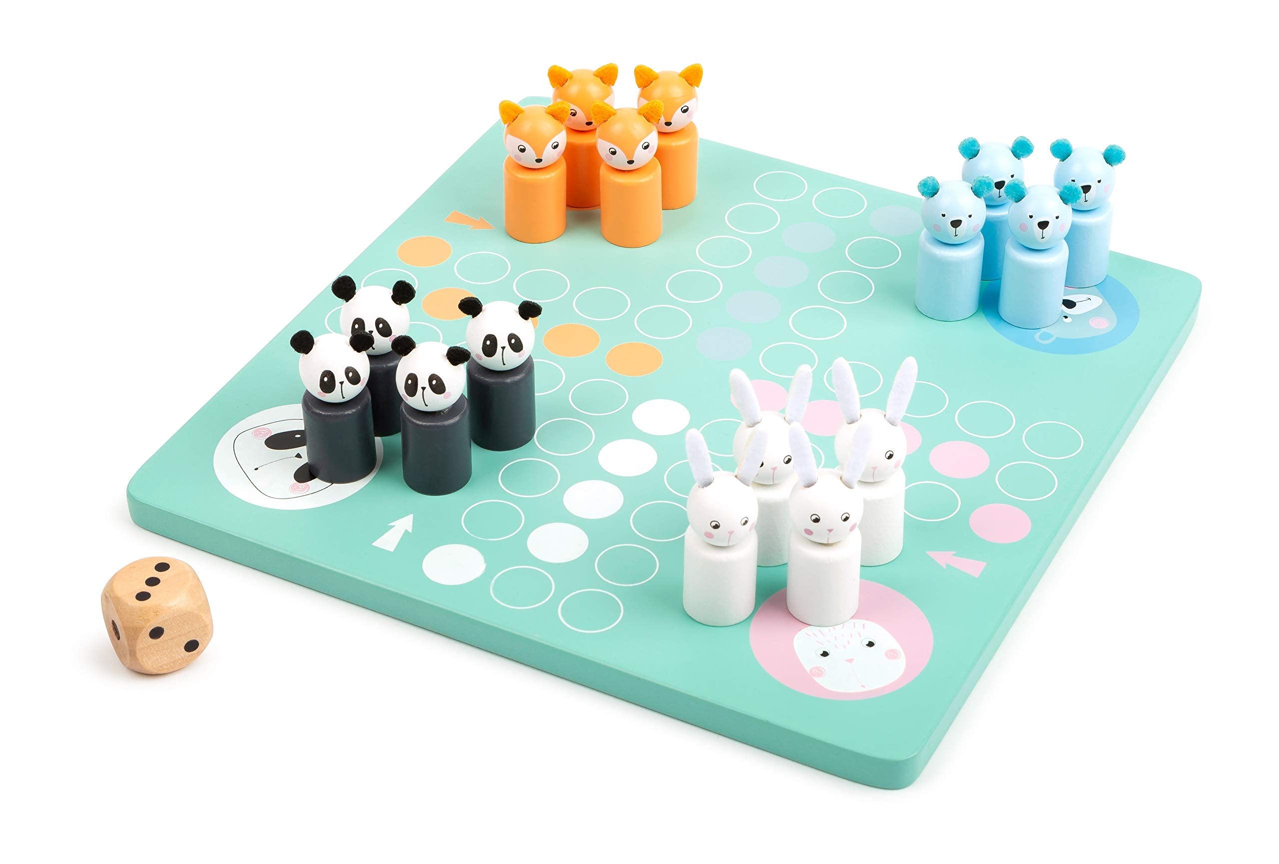 Small Foot 11462 Little Bears Ludo Made of Wood, a Colourful Parlour Game with Animal Figures