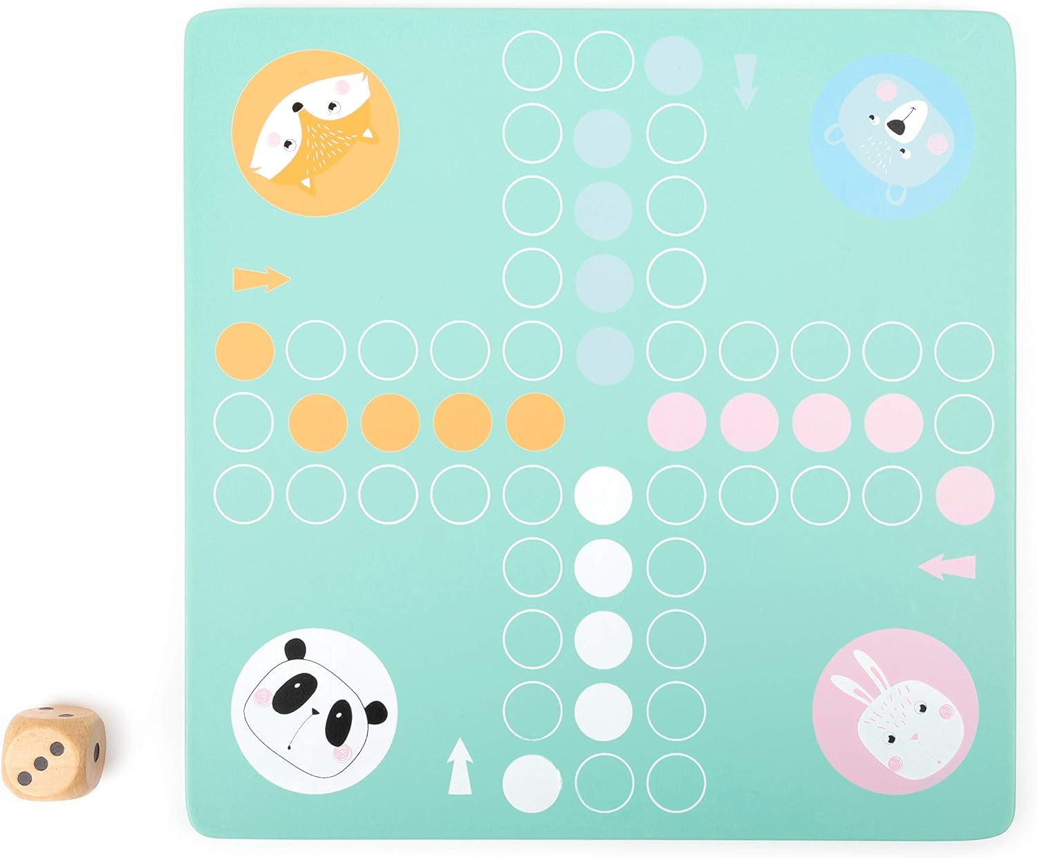Small Foot 11462 Little Bears Ludo Made of Wood, a Colourful Parlour Game with Animal Figures