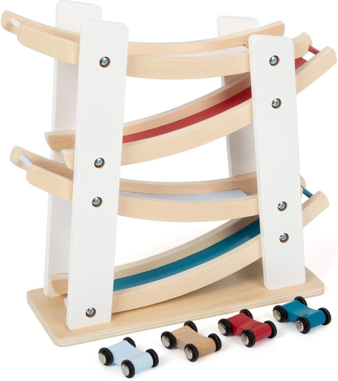Small Foot 11873 Classic Racetrack, Made of Natural Wood, with Brightly Coloured Tracks, for Ages 18+ Months Toys