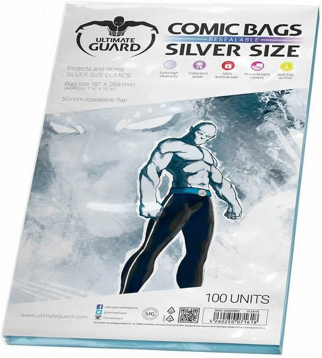 Comic Bags Resealable (Silver Size, Pack of 100