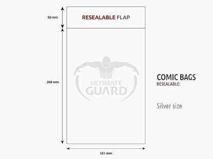 Comic Bags Resealable (Silver Size, Pack of 100